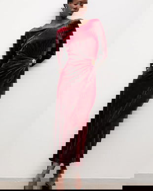 Answear.LAB rochie de catifea culoarea bordo, maxi, mulata