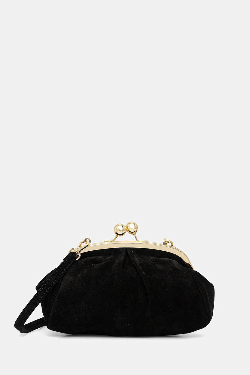 Answear.LAB geantă de mână din piele întoarsă culoarea negru