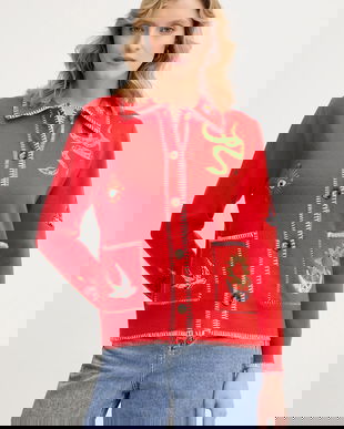 Never Fully Dressed cardigan Mystcial culoarea rosu, NFDKN752