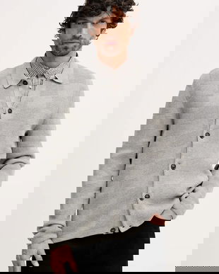 Barbour cardigan din bumbac Falton culoarea gri, MKN1701