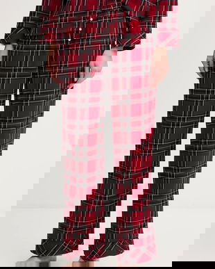 Abercrombie & Fitch pantaloni de pijama culoarea bordo, KI146-5099-556