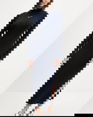 Tommy Jeans rochie culoarea bleumarin, maxi, mulata, DW0DW21910