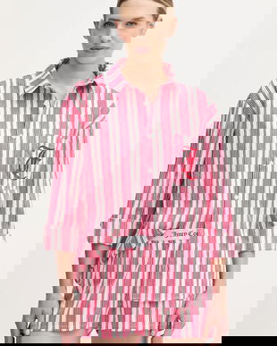 Juicy Couture cămașă de pijama din bumbac culoarea roz, bumbac, JCYPT126853