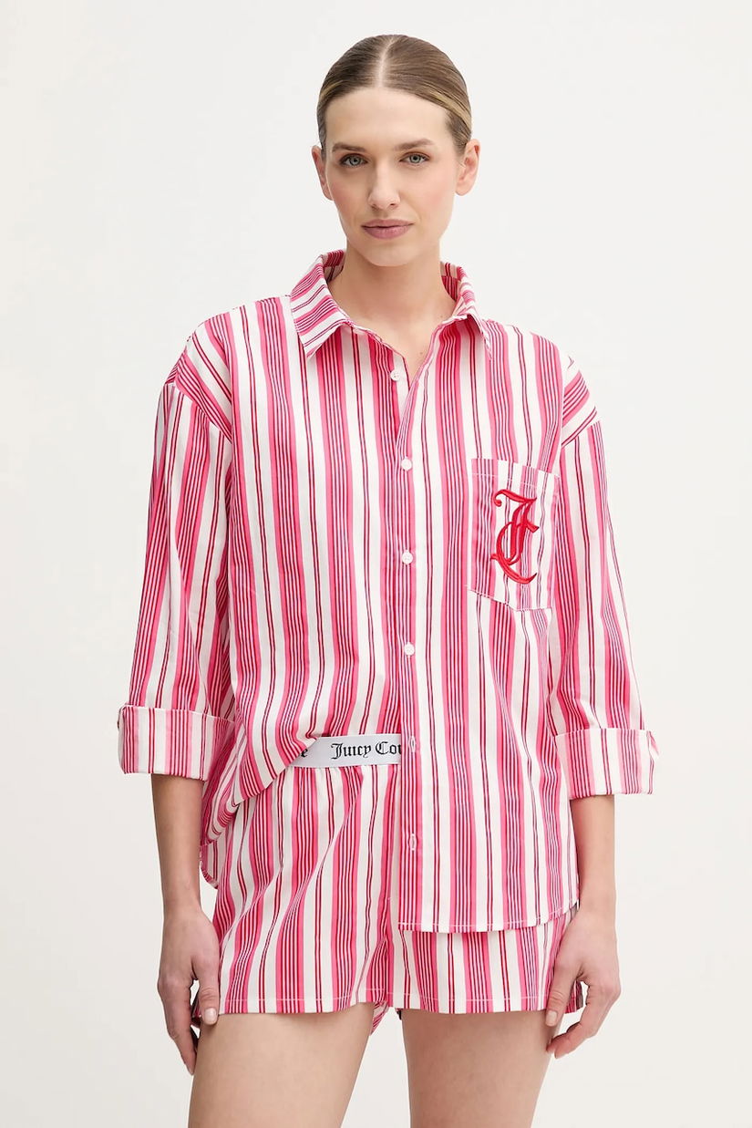 Juicy Couture cămașă de pijama din bumbac culoarea roz, bumbac, JCYPT126853