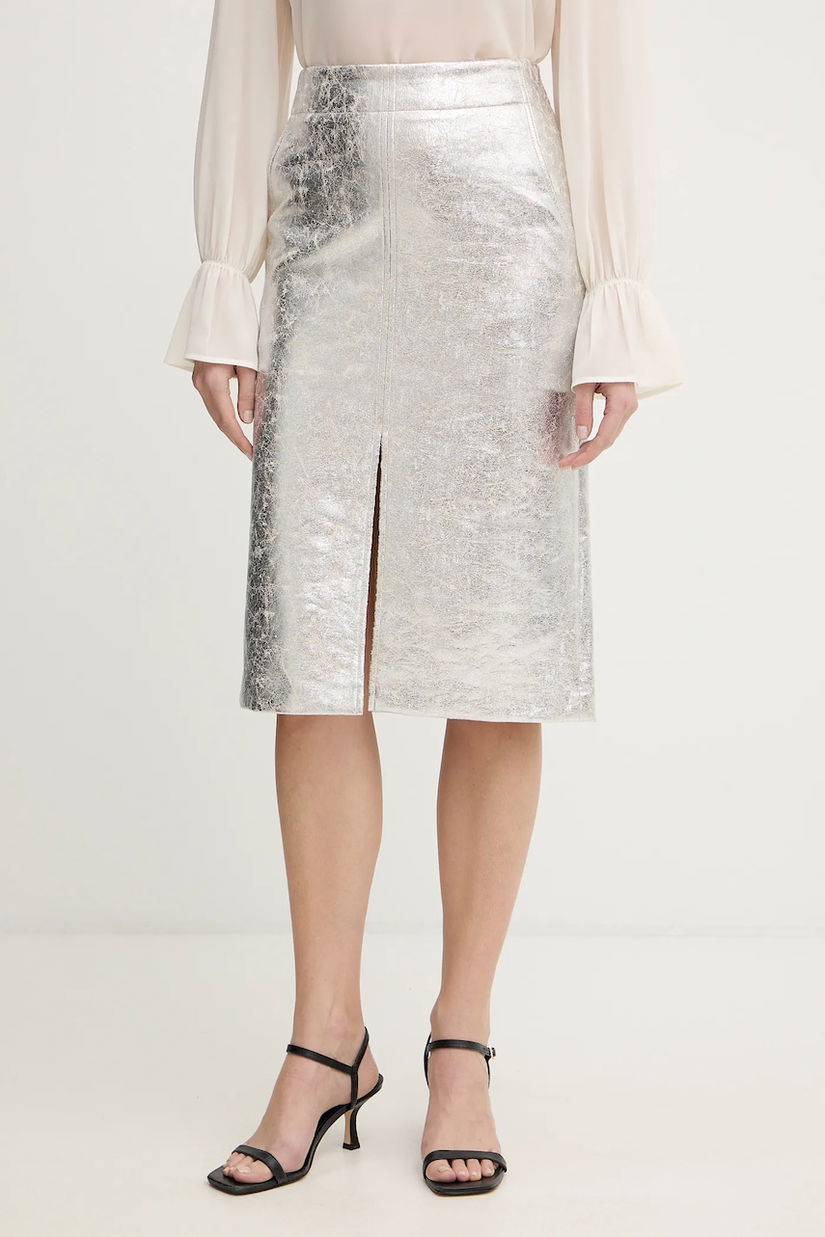 OUI fustă culoarea argintiu, mini, drept, 96027