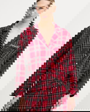 Abercrombie & Fitch cămașă de pijama culoarea bordo, KI146-5097-556