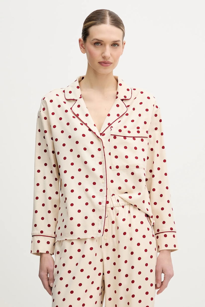 Abercrombie & Fitch cămașă de pijama culoarea bej, KI146-5136-606