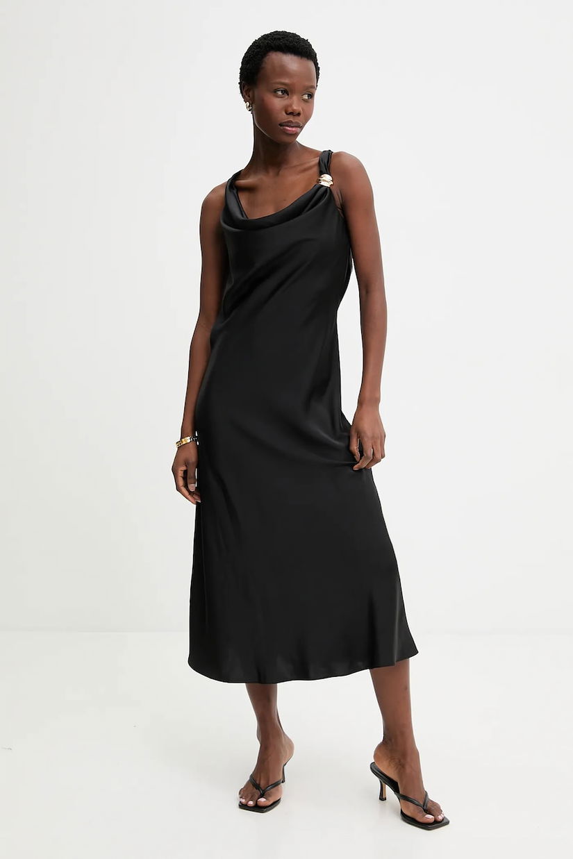 Answear.LAB rochie culoarea negru, midi, evazati