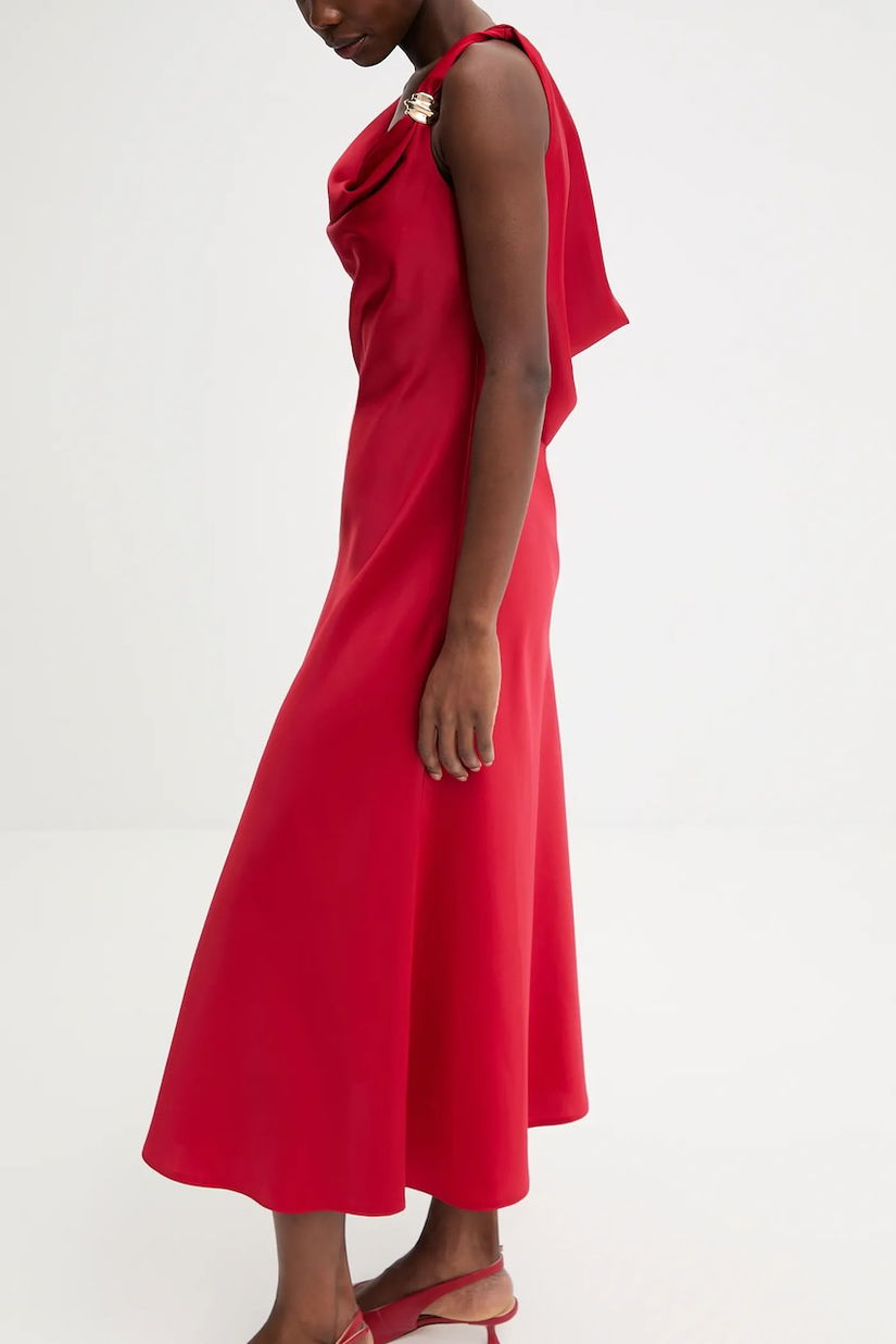 Answear.LAB rochie culoarea rosu, midi, evazati