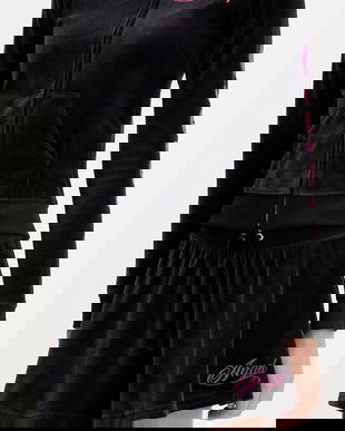 Juicy Couture fustă de catifea Angel culoarea negru, mini, evazati, JCNGS126457