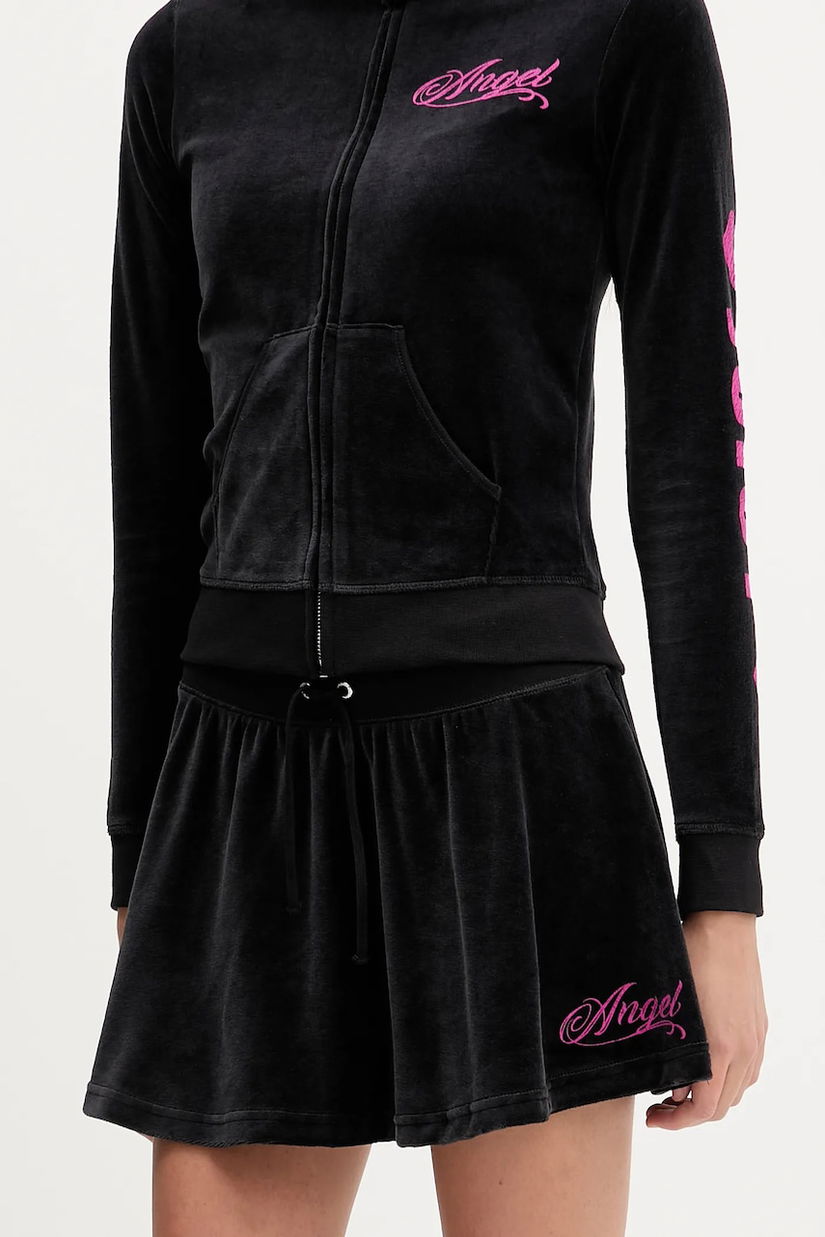 Juicy Couture fustă de catifea Angel culoarea negru, mini, evazati, JCNGS126457
