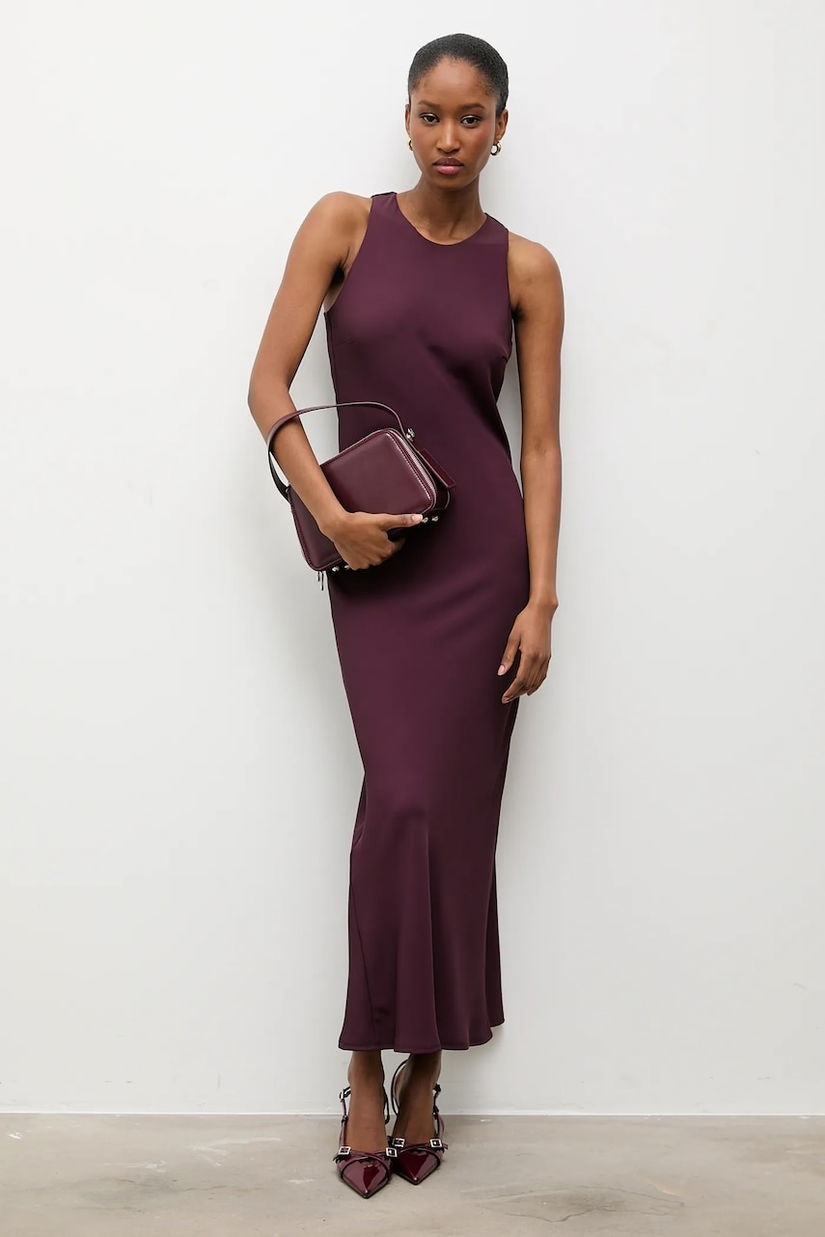 Answear.LAB rochie culoarea bordo, maxi, mulata