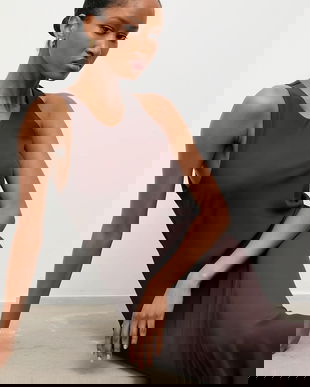 Answear.LAB rochie culoarea maro, maxi, mulata