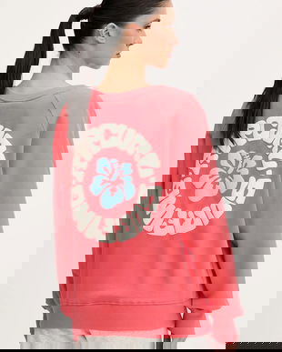 Rip Curl hanorac de bumbac LUXE SURF culoarea roz, cu imprimeu, 0ARWFL