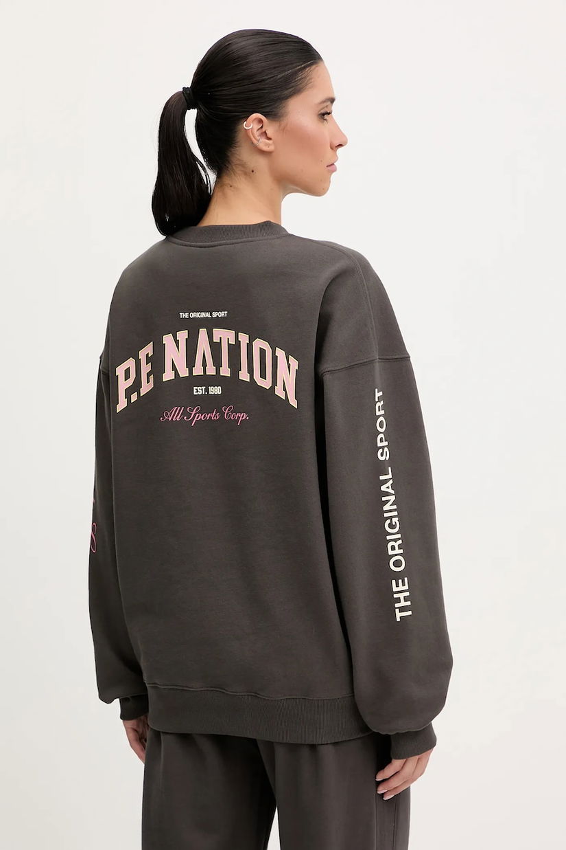 P.E Nation bluză Smoke culoarea gri, cu glugă, cu imprimeu, 254F068