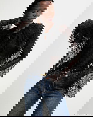 Answear.LAB bluza culoarea negru, in modele florale