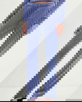 Juicy Couture pantaloni de trening din velur culoarea bej, cu imprimeu, JCWBJ225307