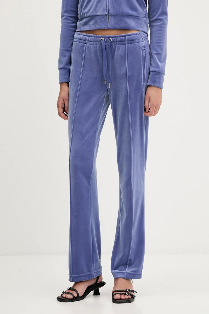 Juicy Couture pantaloni de trening din velur culoarea bej, cu imprimeu, JCWBJ225307