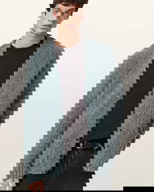 AllSaints cardigan din amestec de lână culoarea verde, M026KD