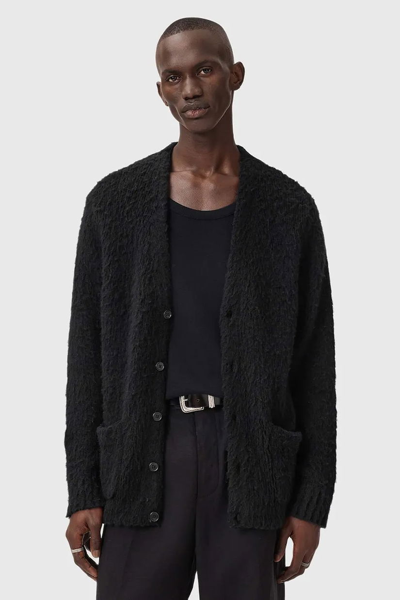 AllSaints cardigan din amestec de lână culoarea negru, M026KD
