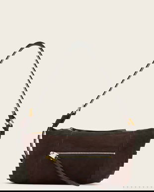 AllSaints geantă de mână din piele întoarsă culoarea maro, W346XD