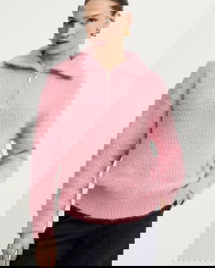 Morgan pulover culoarea roz, călduros, cu turtleneck, MFLAMI