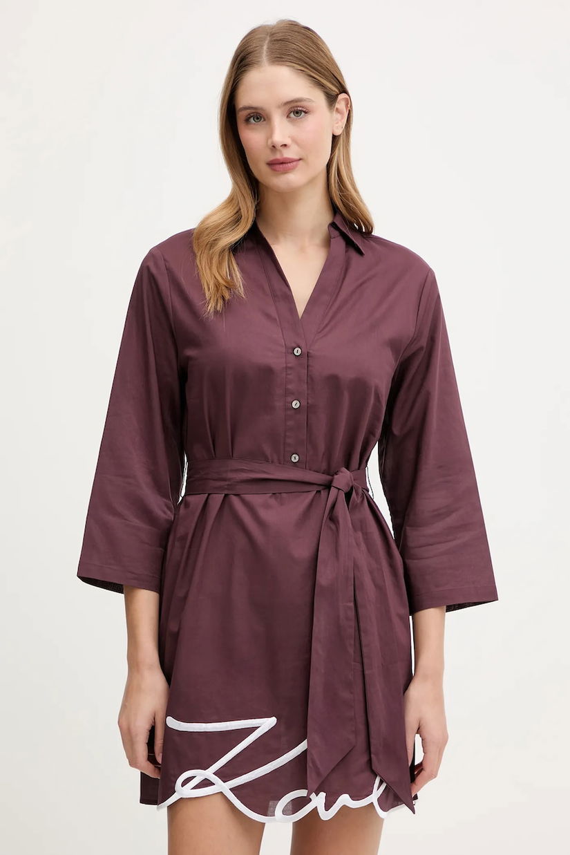 Karl Lagerfeld rochie din bumbac culoarea negru, mini, drept, A2W46075