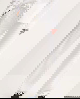 Melissa Odabash pantaloni de bumbac femei, culoarea alb, drept, high waist, Krissy