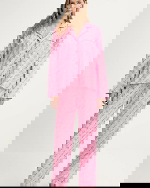 Dkny pijamale de bumbac culoarea violet, bumbac, YI90085