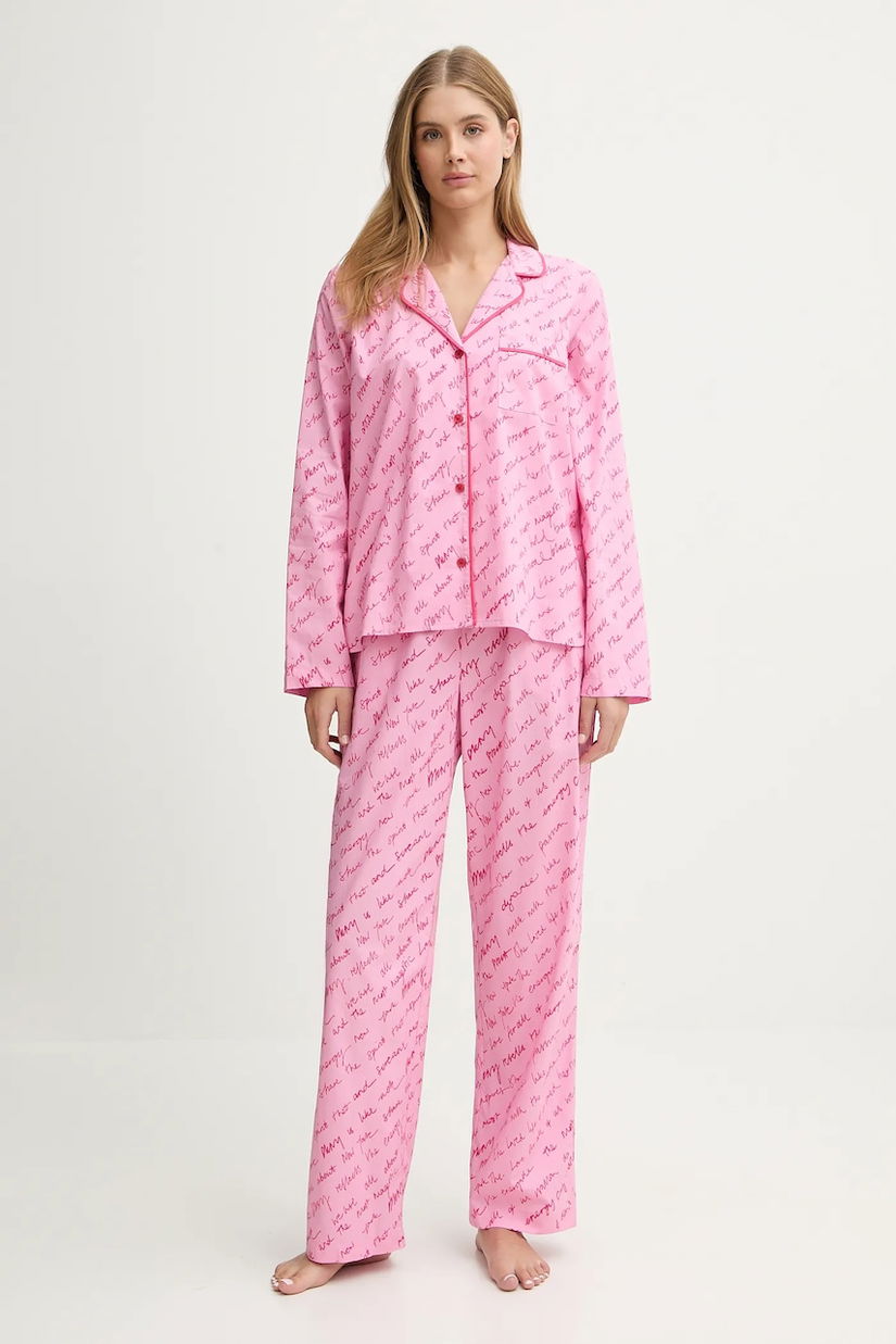 Dkny pijamale de bumbac culoarea violet, bumbac, YI90085