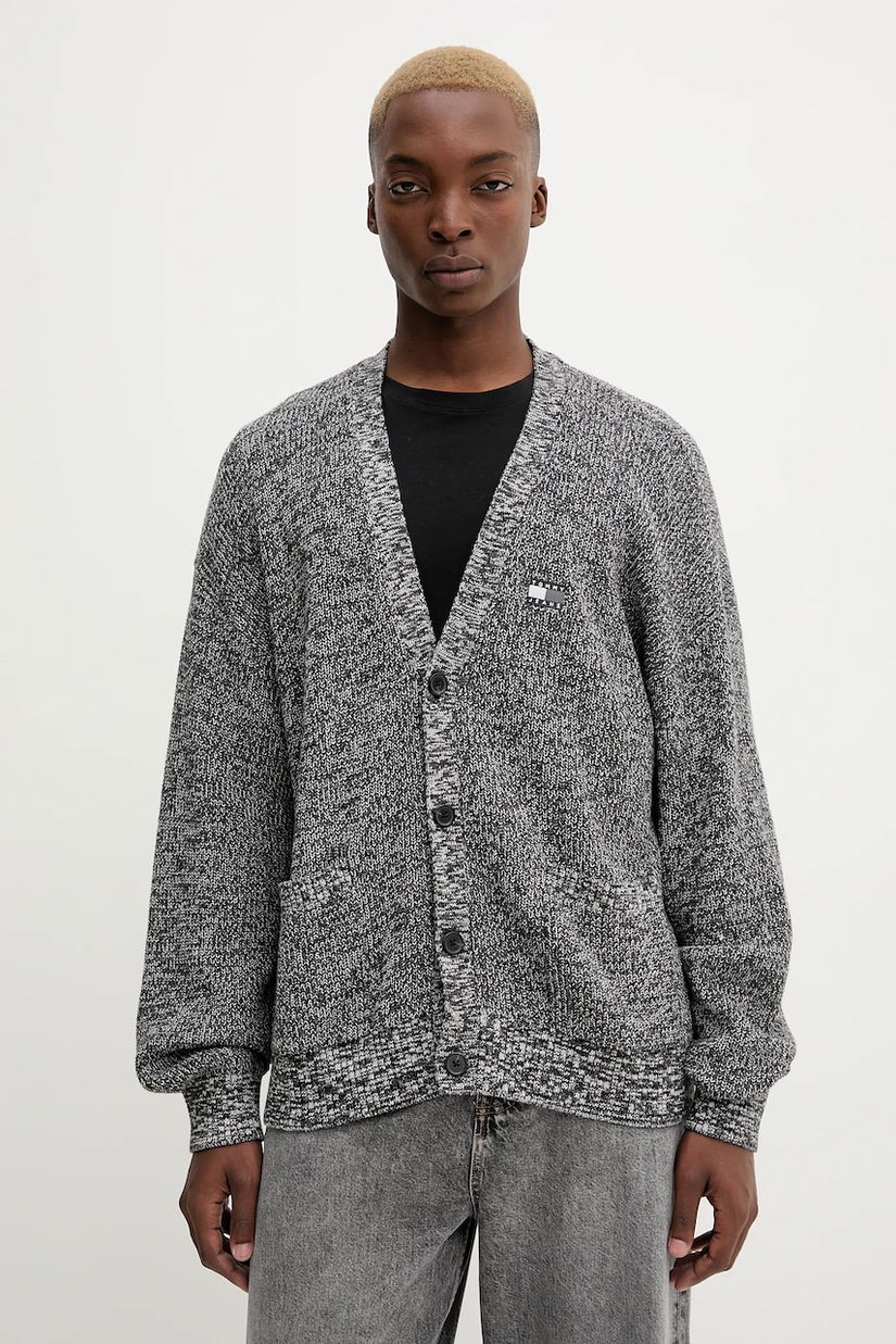 Tommy Jeans cardigan din bumbac culoarea negru, DM0DM22104