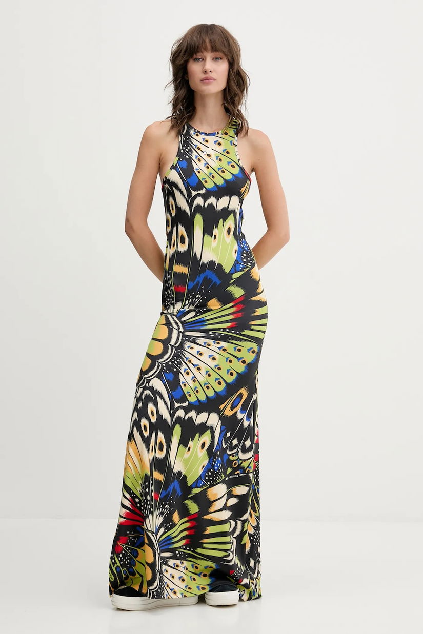 adidas rochie x Farm Rio culoarea negru, maxi, mulată, JL8610