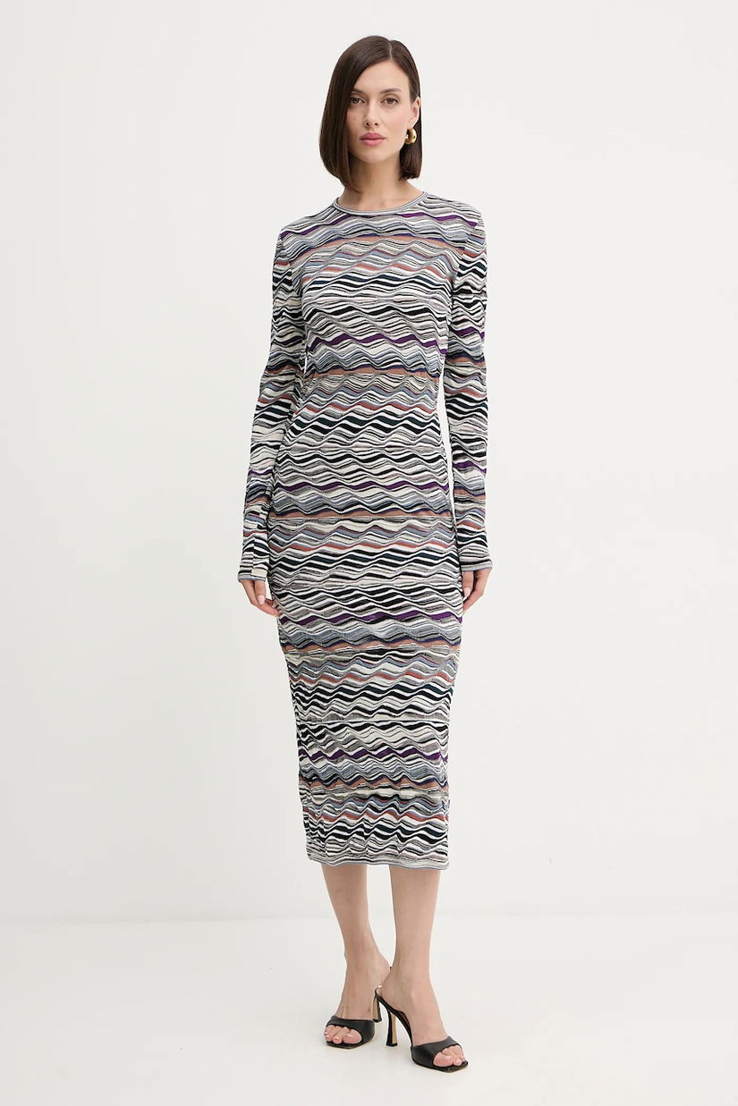 Missoni rochie din lână culoarea alb, maxi, mulata, DS25WG01.BK01C0