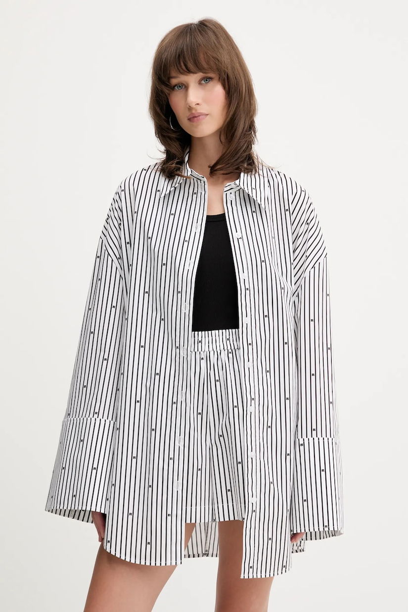 Rotate cămașă din bumbac culoarea negru, cu guler clasic, relaxed, 114398000