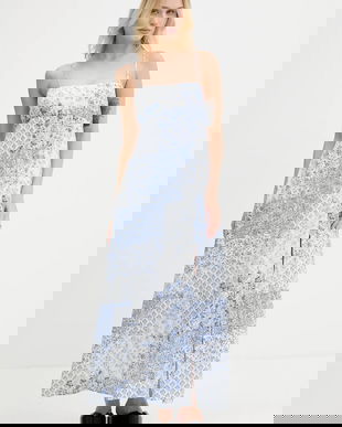 Hollister Co. rochie culoarea alb, maxi, evazați, KI359-1309