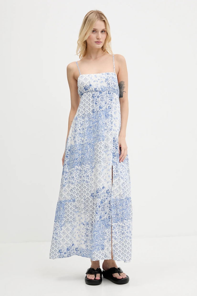Hollister Co. rochie culoarea alb, maxi, evazați, KI359-1309