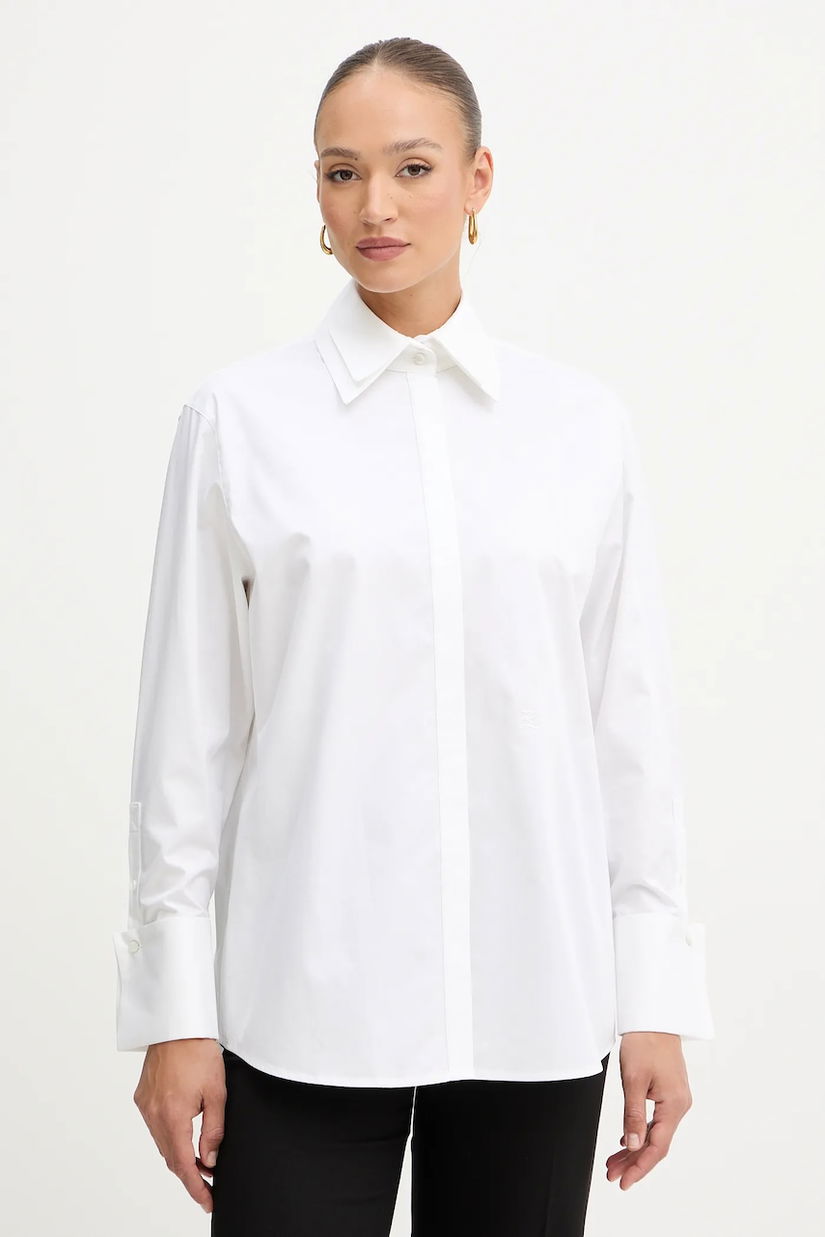 Karl Lagerfeld cămașă din bumbac culoarea alb, cu guler clasic, relaxed, A3W11020