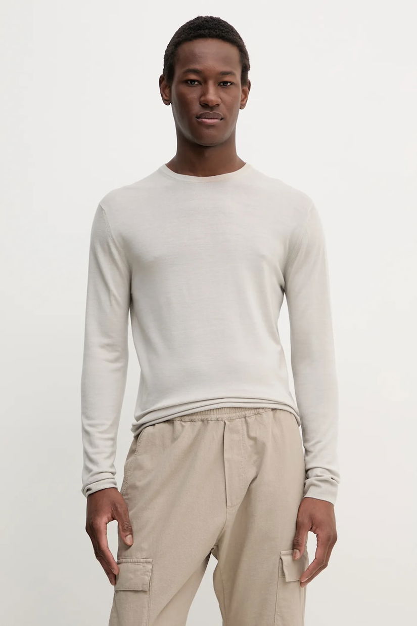 BARENA VENEZIA pulover de lana Camicia Mola barbati, culoarea gri, light, KNU5111.429