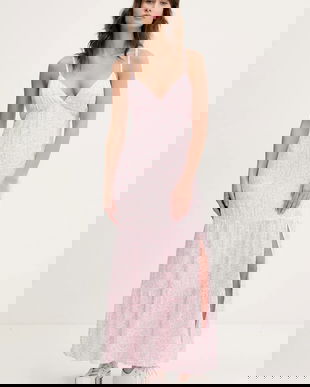 Hollister Co. rochie culoarea alb, maxi, evazată, KI359-5064