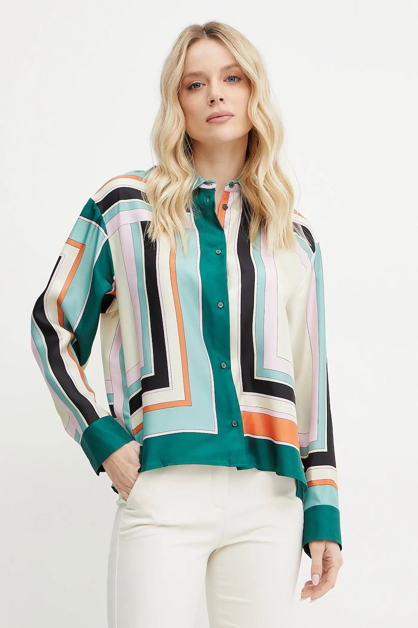 Weekend Max Mara camasa de matase femei, culoarea bej, cu guler clasic, regular, 2515111031600