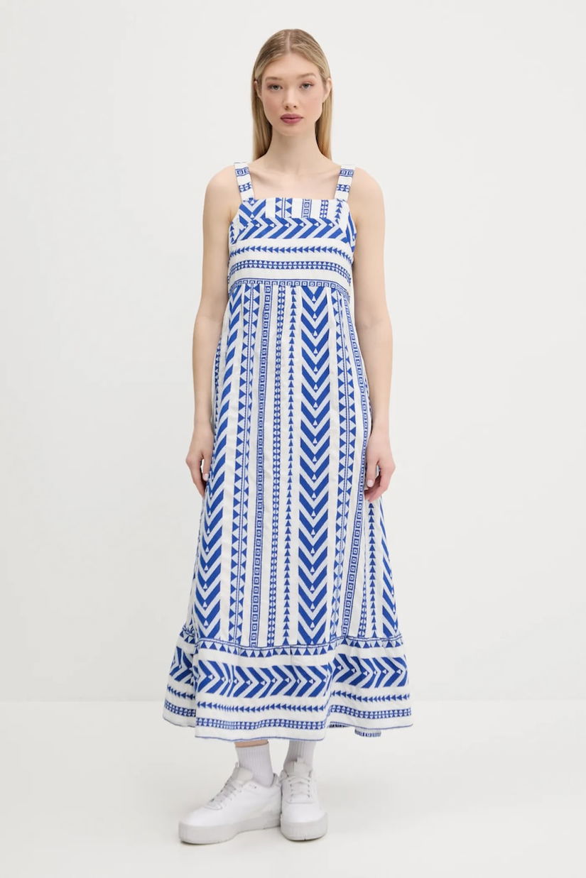 Superdry rochie culoarea alb, maxi, evazată, W8011872A-F1W