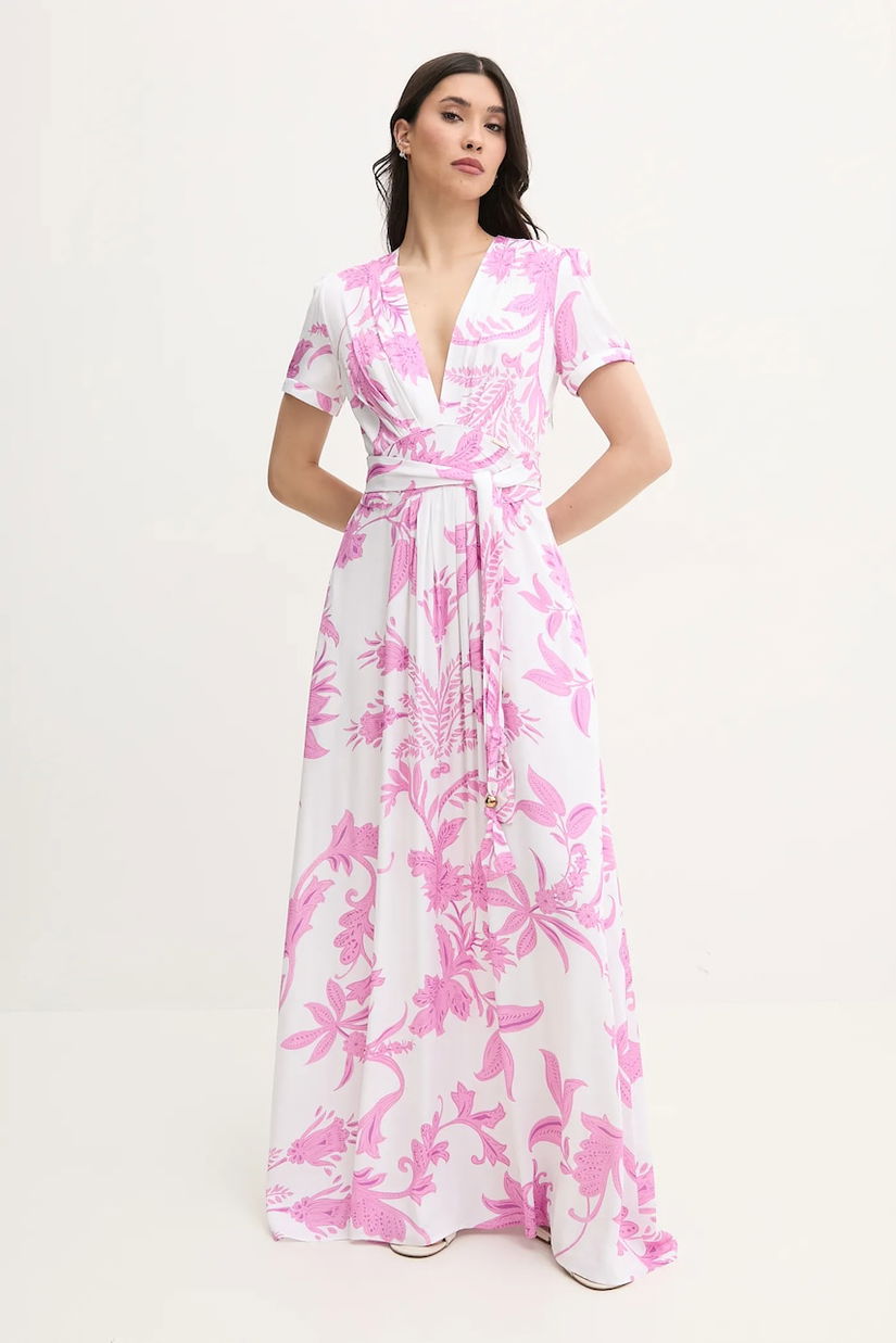 Melissa Odabash rochie culoarea alb, maxi, evazată, Lou