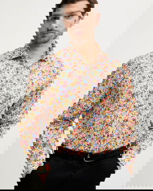 Paul&Shark camasa din bumbac barbati, culoarea galben, cu guler clasic, regular, 25413210CF