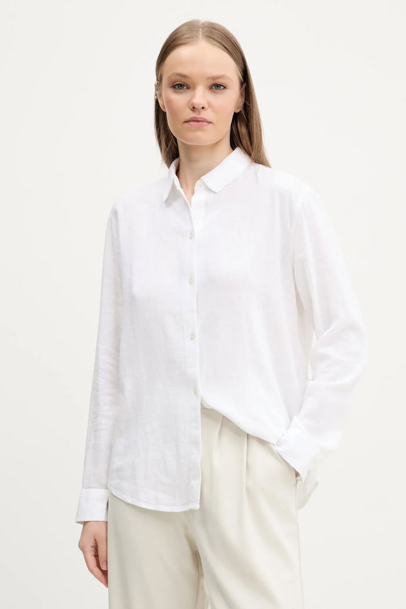 Abercrombie & Fitch camasa de in femei, culoarea bej, cu guler clasic, relaxed, KI140-5554