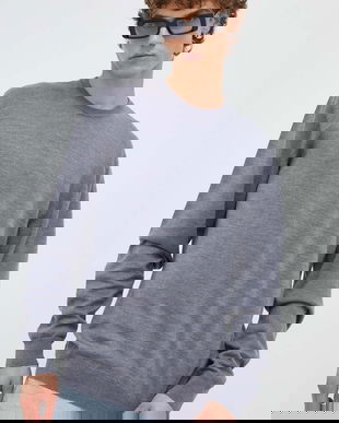 Les Deux pulover de lana barbati, culoarea verde, light