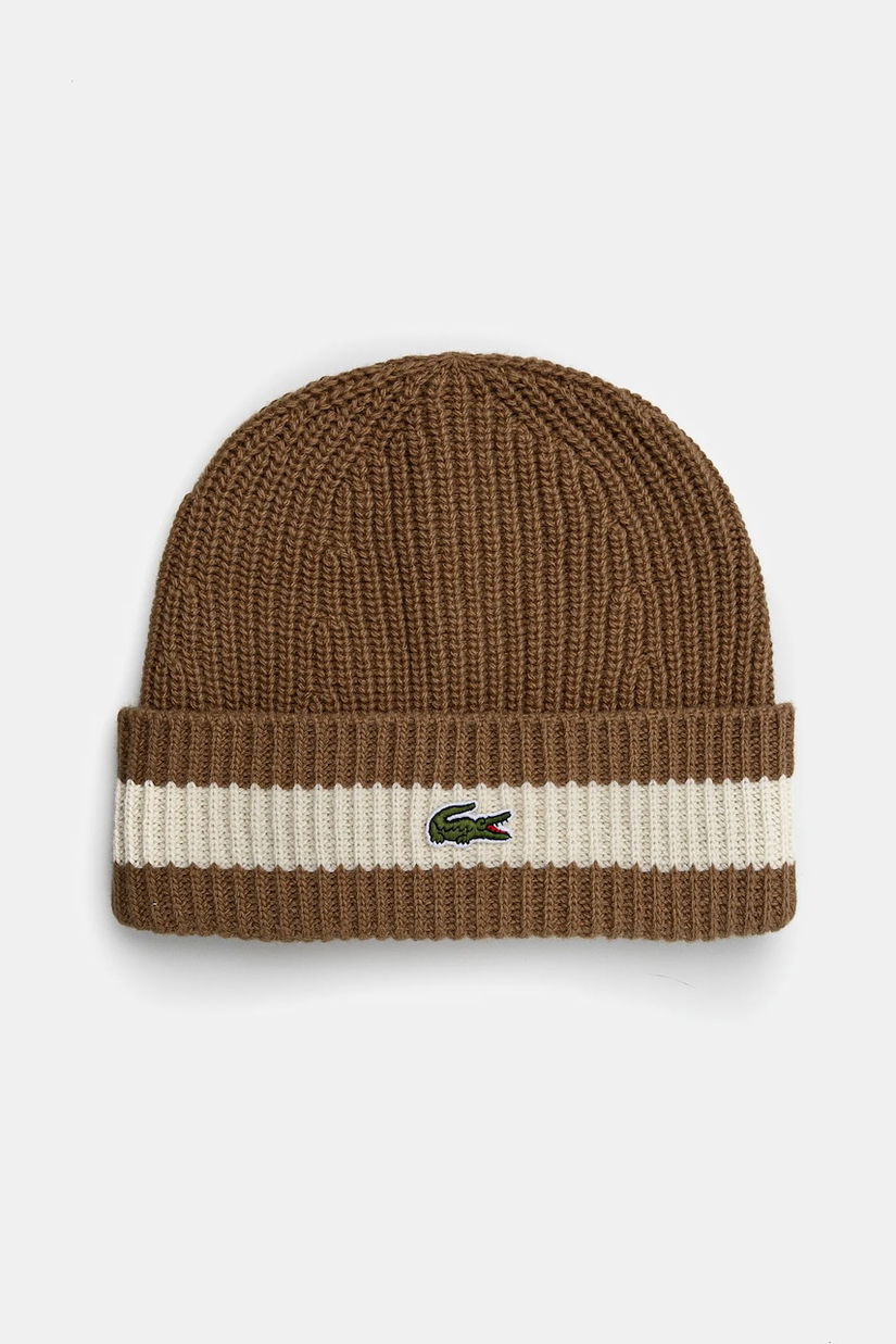 Lacoste caciula de lana culoarea negru, de lana, din tesatura neteda