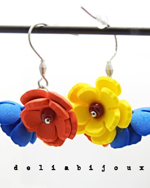 Cercei handmade - flori - Tricolorul Romaniei (cod1347)