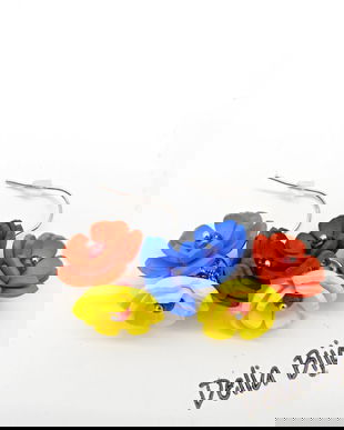 Cercei handmade - flori - Tricolorul Romaniei (cod1347)