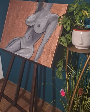 Femeia în Cupru Pictură Unicat Originală