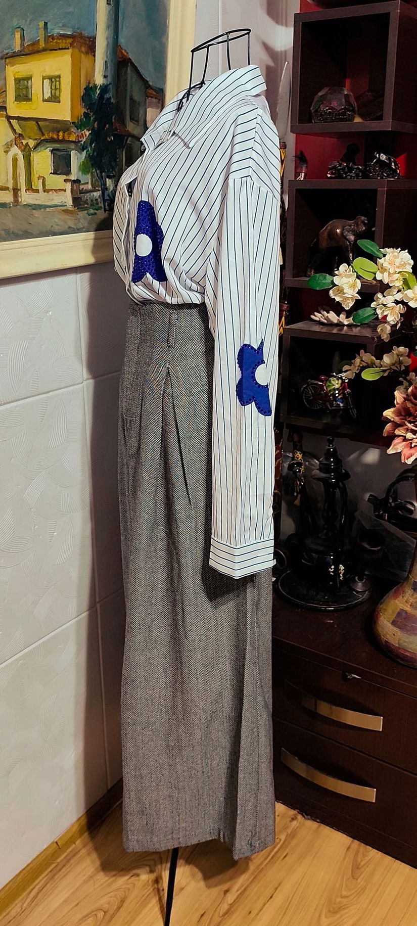 Pantalon larg evazat din stofa